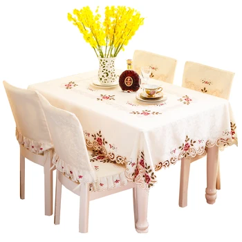 

Fabric embroidered tablecloth European pastoral style tablecloth Square rectangular living room coffee table cloth