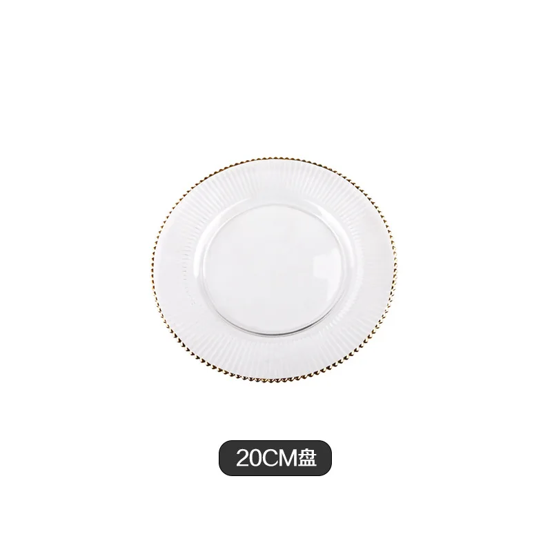 Тарелка с золотым краем, Европейское стекло ручной работы, блюдо для отеля, прозрачная стеклянная посуда, западное блюдо, рождественское - Цвет: 1