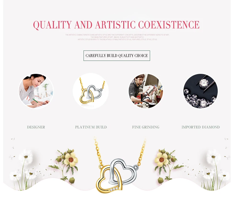 18K Gold Diamond Necklace Pendant Love Heart Lock Chain charm Gift Rose real natural pure women girl lover couple wedding party