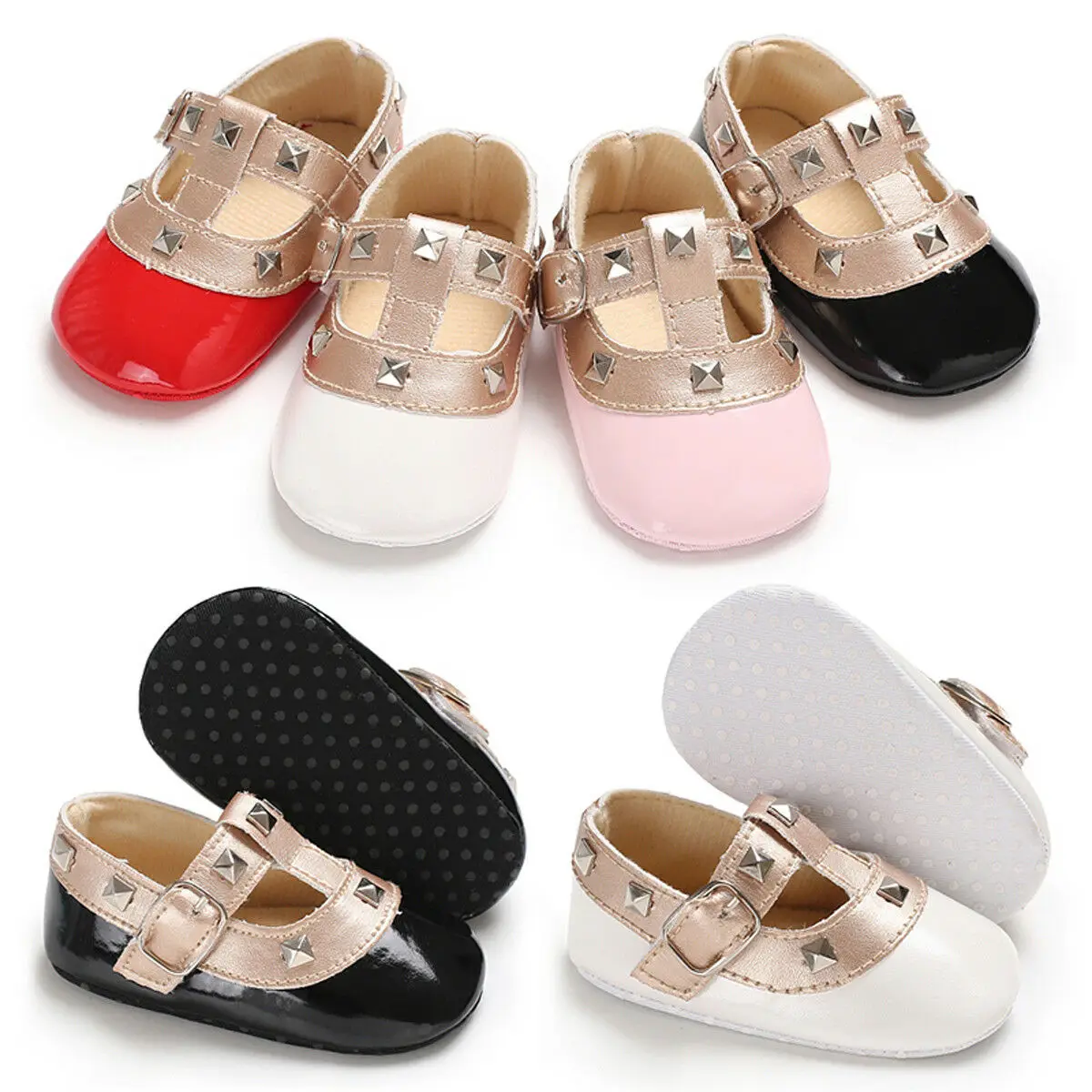 

Newborn Baby Girls Bow Princess Shoes Anti-slip Soft Sneaker Prewalker Leather Shoes