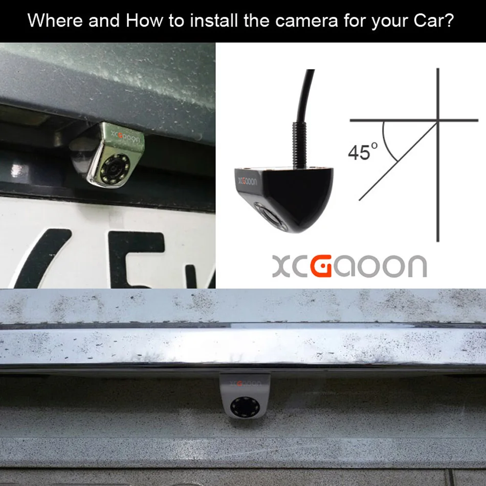 XCGaoon CCD Car Rear View Camera Waterproof ( IP67 ) Wide Angle 8 LED Night Vision Car Backup Camera Parking Assistance