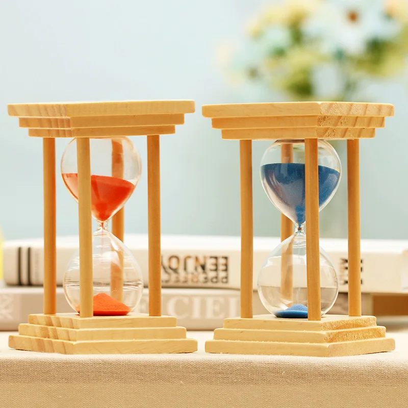 

U0711 -3 Fund Originality Woodiness Hourglass Timer 5/10/15 Minute Square Hourglass Student Time Gift