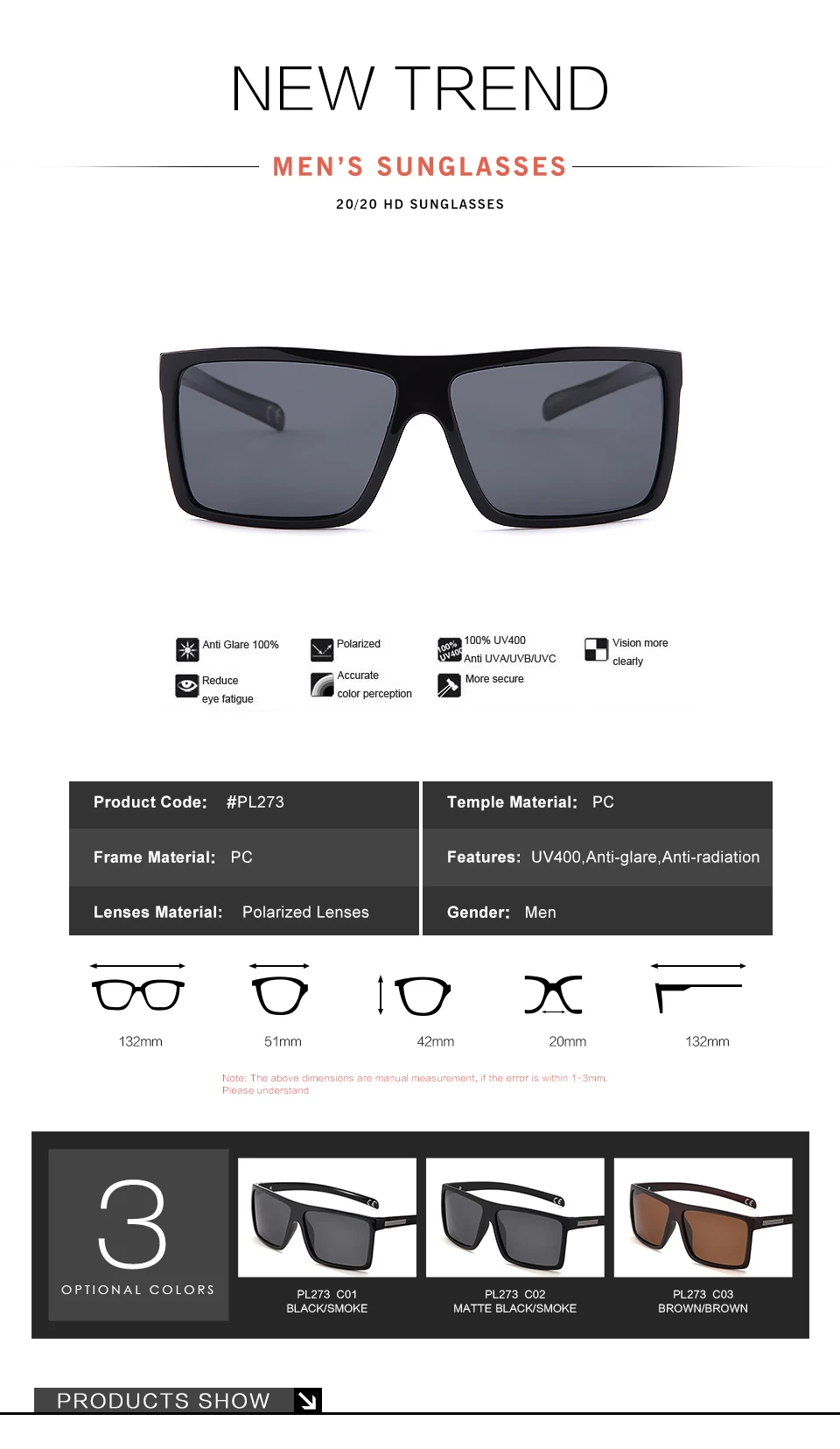 20/20 Marke Design Klassische Schwarz Polarisierte Sonnenbrille Männer Fahren Sonnenbrille für Männliche Shades Brillen Mit Box Oculos_voghion.com