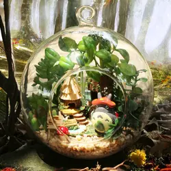 Самодельный стеклянный шар Кукольный дом милый Мой сосед Тоторо кукольный домик Модель наборы ручной работы деревянный миниатюрный