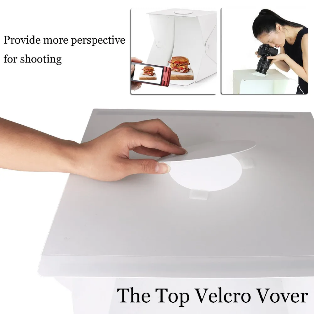 Goede Draagbare 40*40 cm 16 Inch Vouwen LED Lightbox Fotografie Foto Studio Softbox Verstelbare Helderheid Light Box Voor DSLR Camera