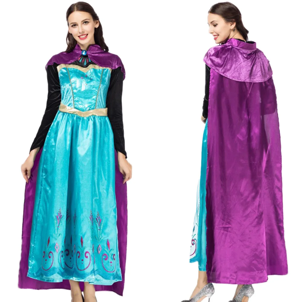 

Anna Elsa Cosplay Costume Snow Princess Dress Adults Women Fancy Dresses Halloween Christmas Party Stage Performance Clothing