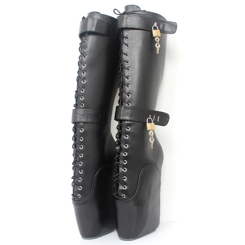 

Custom Women Boots 18 Cm High Heel Knee-high Boots Game Queen High Boots Shoes Woman Leather Lock Platform Booties Botas Mujer