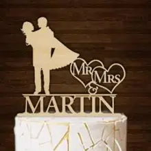 На заказ деревянная свадебная фигурка для украшения торта пара Mr& Mrs персонализировать фамилию вечерние украшения