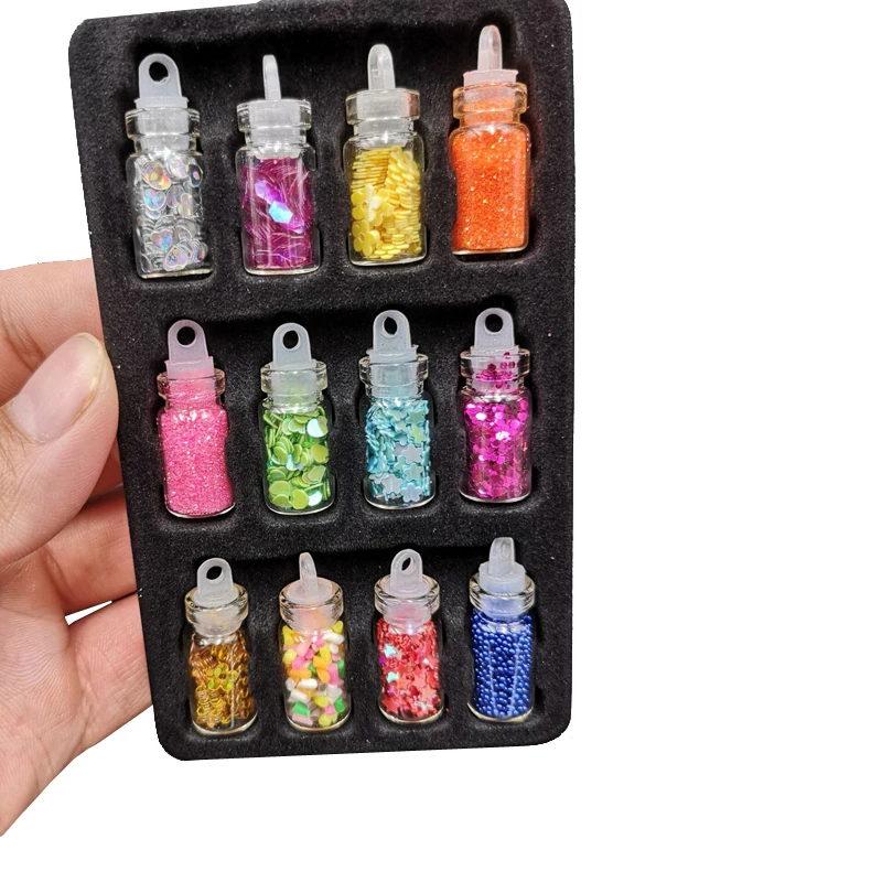 

New 12/48 Bottles/Set UV Gel Colorful Sequins Set Giltter Sequins Powder Set Beads For Acrylic Nail Art Decoration Wholesale