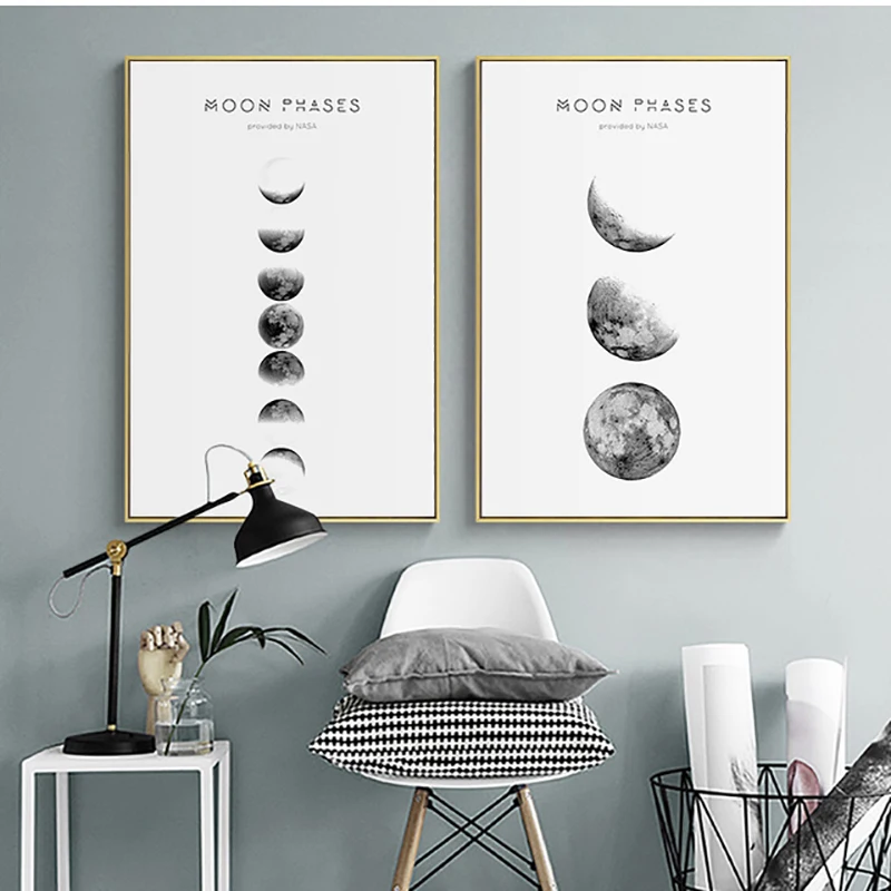 

Prints Pictures Nordic Home Wall Artwork Abstract Style Modular Poster Moon Phases Painting On Canvas Living Room Decoration