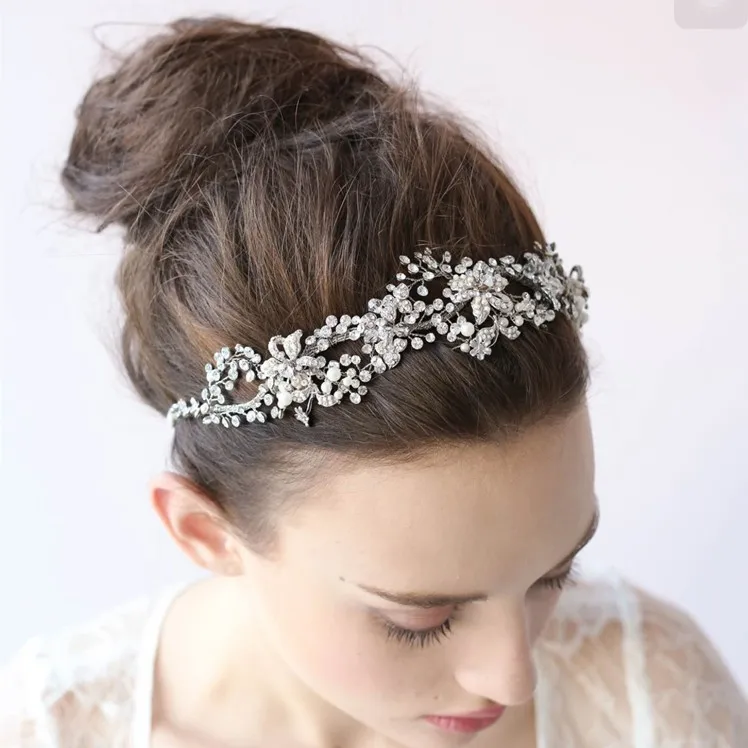 Elegant Silver Gold Rhinestone Wedding Tiara Handmade Bridal Headband Hair Jewelry font b Women b font