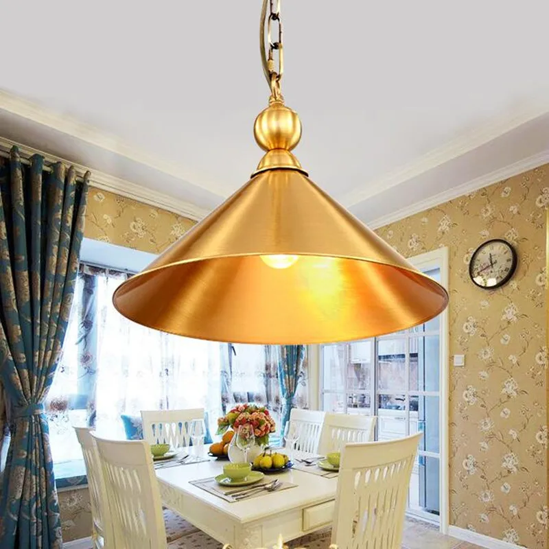 

American Village Restaurant Copper LED Pendant Lamp Northern Europe Simple Bar Counter Balcony Corridor Decor Light Fixture