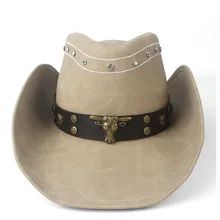Модная мужская западная ковбойская шляпа с панк кожаным Bull Band для джентльмена Sombrero Hat