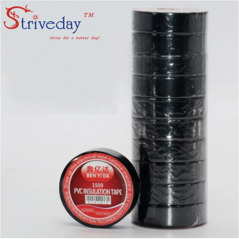 

10pcs/bag 16mm wide * 0.13mm thick * 10m long Electrical Tape High Temperature Insulation tape Waterproof PVC DIY Tapes