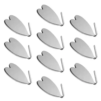 

10pcs Hook Stainless Steel Heavy Duty Coat Towel Heart Shape Hook for Bathroom Kitchen Toilet