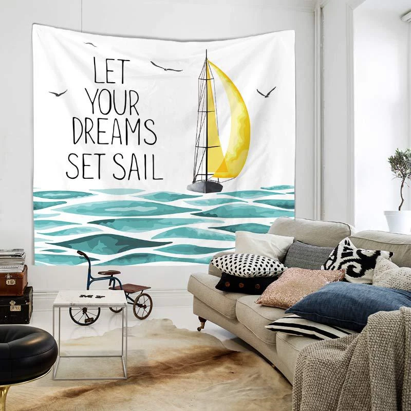 2019 Cartoon Sea Theme Wall Tapestry Beach Towel Soft Livingroom Hanging Tapestry Bedroom Carpet Home Art Decor Tapestry Blanket