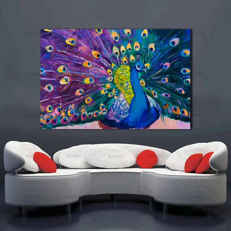 Canvas Prints Home Decor Modern Animal Wall Art Painting Peacock Unframed Modern Vintage Blue Peacock Wall Painting Peacock Wall Painting Art Paintingwall Art Painting Aliexpress