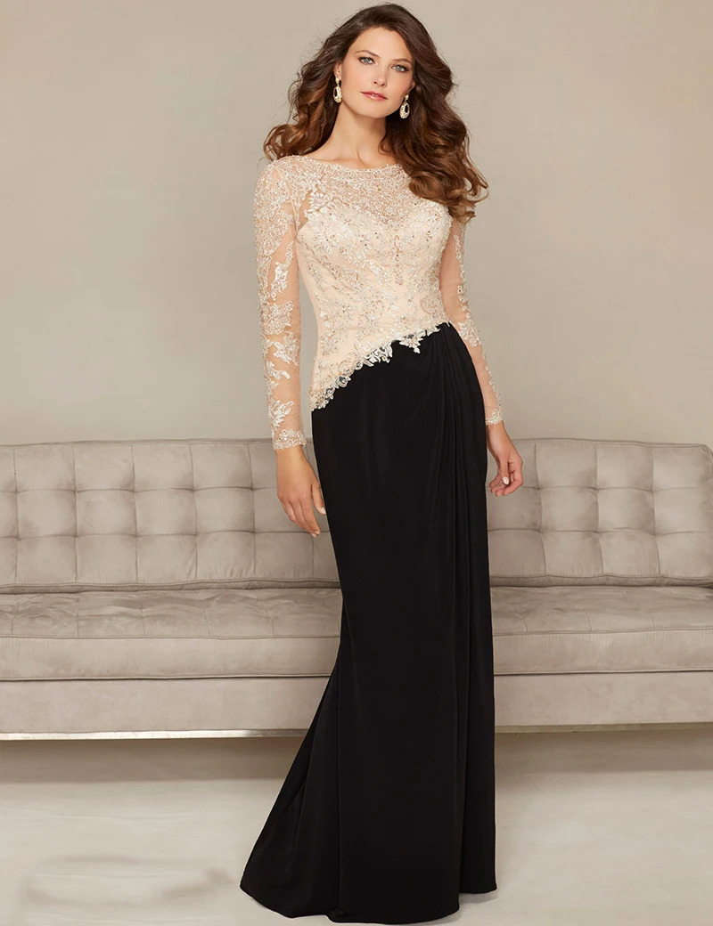 Don's Bridal Chiffon Scoop Neck Lace Evening Gown Long Sleeve Mermaid Party Gowns Formal Dresses Robe De Soiree Kaftan