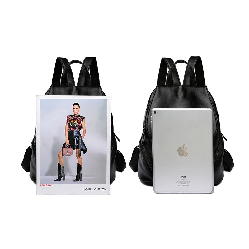 Модный женский рюкзак на двойной молнии из высококачественной кожи, вместительный школьный рюкзак для девочек, дорожная сумка