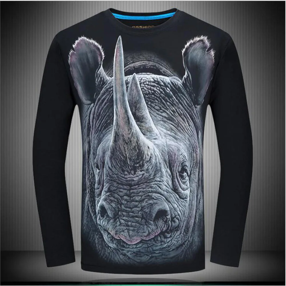 

2018 Cheapest Fashion Men t-shirt long sleeve cool design 3d funny t shirt homme Wolf Printed casual top Plus Size 6XL wholesale