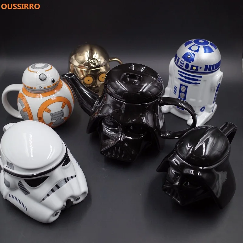 Online Ussilrro Star Wars tazas de cerámica R2D2 BB Darth Vader 3D café y bebida taza de alta temperatura fabricación de porcelana