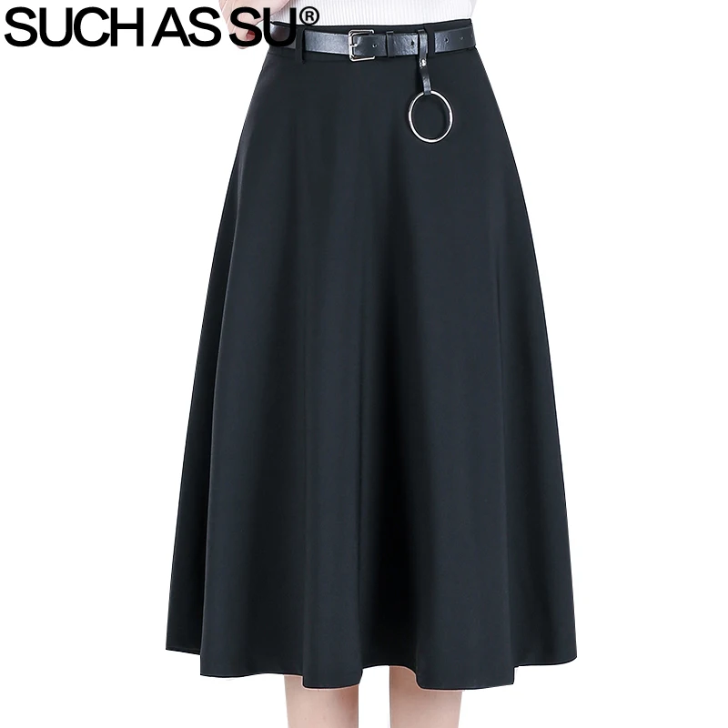 New Fashion 2017 High Quality Skirts Womens Knit Black High Waist Mid