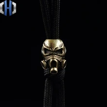 Бусы на веревочке латунный череп Антивирусная маска нож бусины из чистой меди подвеска EDC бисер DIY фонарик падения веревка кулон брелок