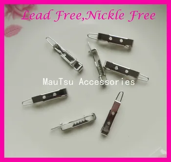 

50PCS 2.5cm 1.0" base plain metal snap bar Barrettes with two holes at silver finish at lead free nickle free,Bargain for bulk