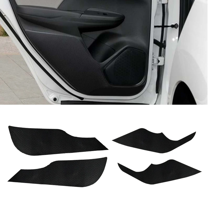 

4pcs/set Car Side Door Inner Decal Anti-kick Protective Carbon fiber Flim Sticker Fit For honda FIT 2014-2016 Car Styling