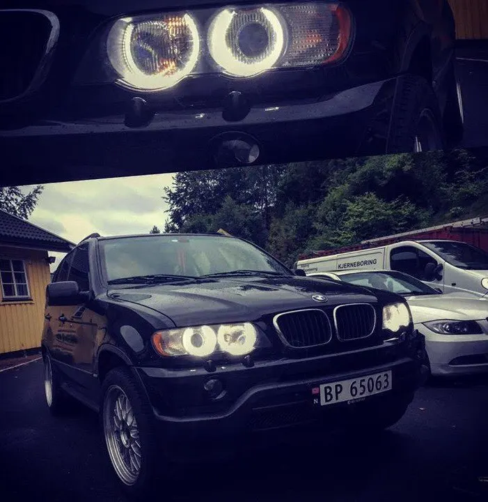 Для BMW E53 X5 1999-2006 белый и янтарный двойной цвет хлопок комплект светодиодов «глаза ангела» halo Кольцо DRL указатель поворота светильник