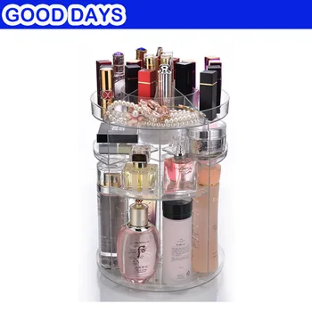 

360 Degree Rotary Transparent plastic cosmetic box Case Organizer For Women Cosmetic Makeup Stand Holder Storage Box For Jewelry