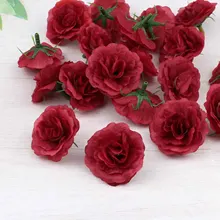 30 шт. 4 см искусственные розы цветок Свадебные украшения в виде венков бордовый