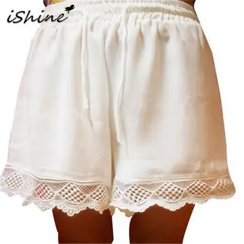 

European And American Style Women Summer Hot Sale Solid Color Bohemian Lace Tie Patchwork Shorts Casual For Women