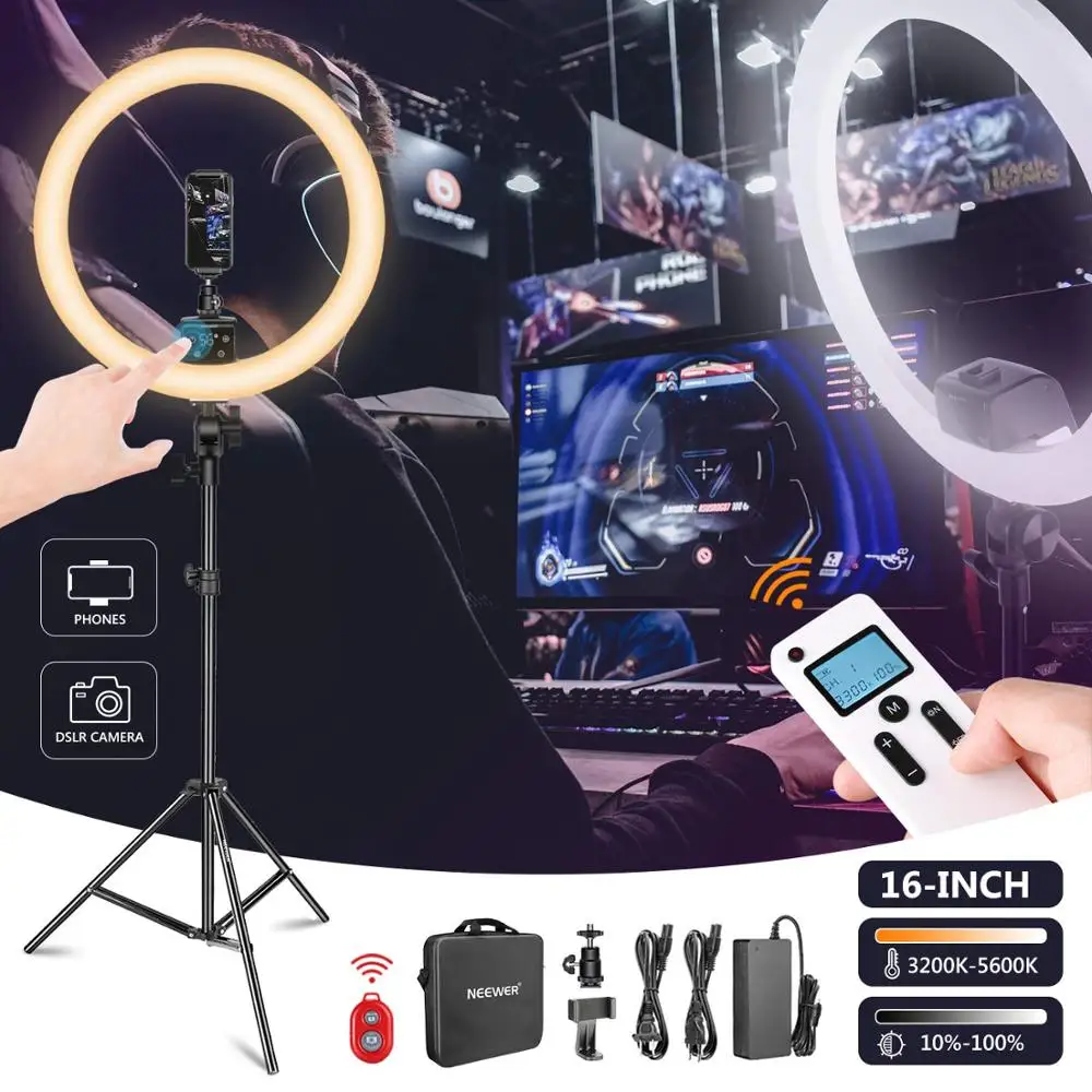  Neewer Advanced 16-inch LED 3200-5600K Ring Light Support Manual Touch Control w LCD Screen Remote  - 33041197595