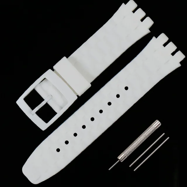 Watch accessories silicone strap men suitable for Swatch rubber strap female beach spree suuk400suuw100 bracelet 21mm watch band white