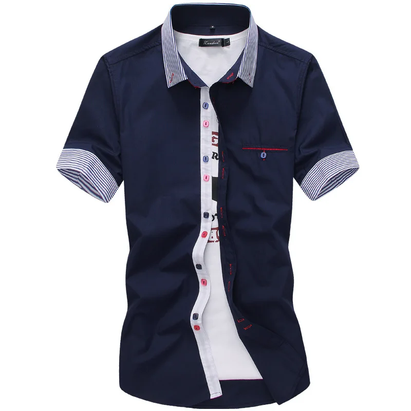 2019 новый бренд Мужская одежда рубашки короткий рукав Повседневная рубашка Для мужчин Slim Fit Марка Дизайн Формальные рубашки Camisa социальной