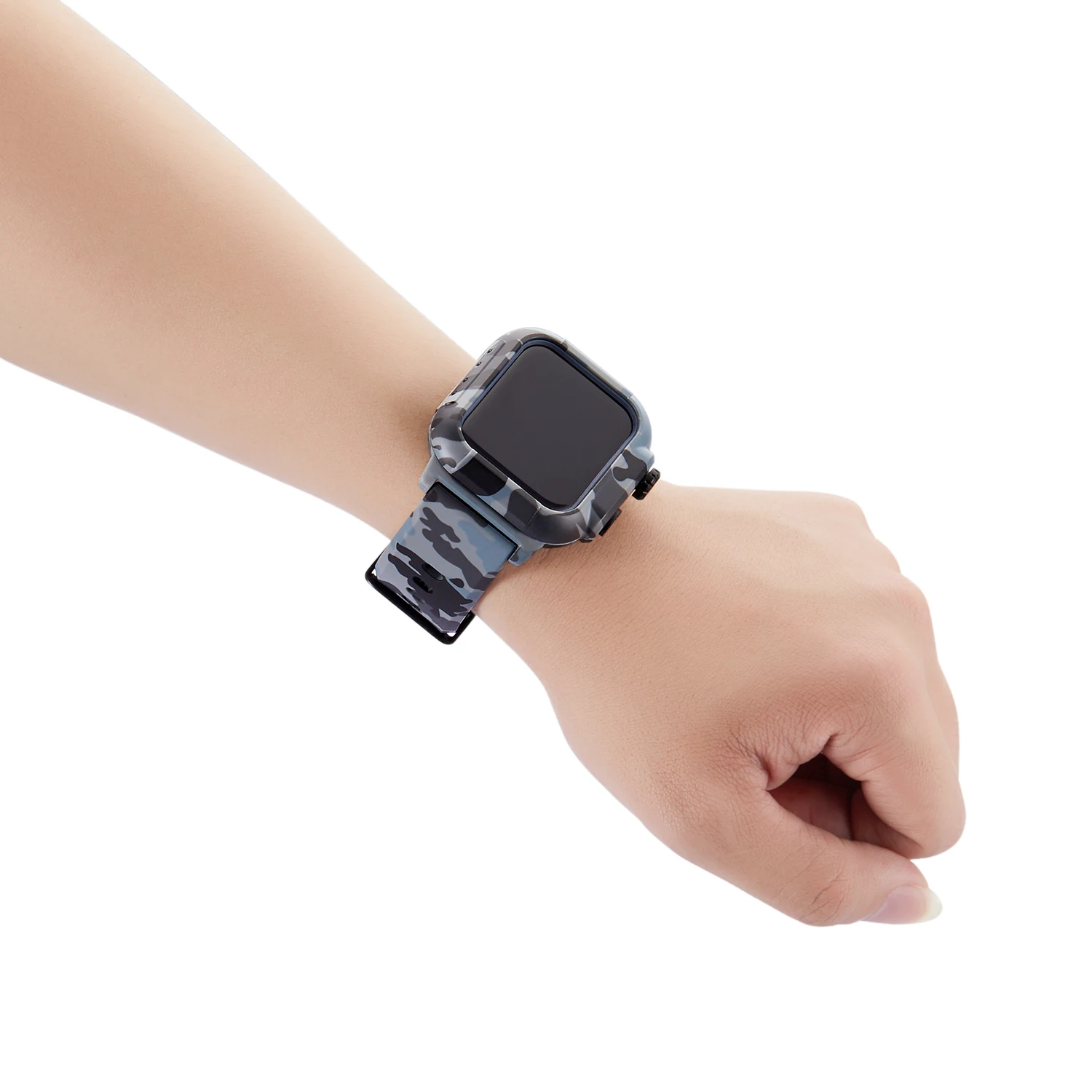 Камуфляж Водонепроницаемый чехол ремешок для наручных часов Apple Watch Series 4 44 мм 42 мм Силиконовые премиум часы ремешок для iwatch 4 Полная защита