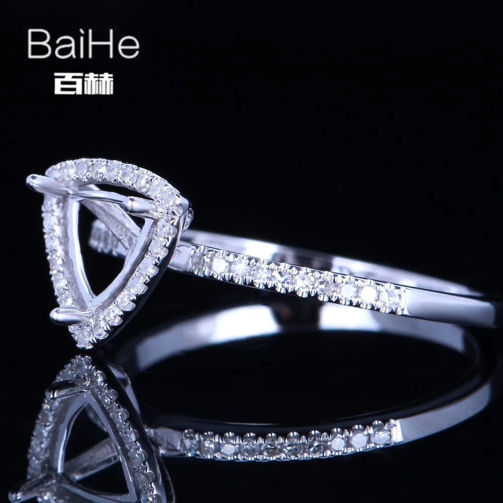 BAIHE однотонные 14K белые золотые трлёнки свадебные женские милые/романтичные