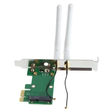 Беспроводной Wifi Post Card Mini PCI-E к PCI-E 1X настольный адаптер+ 2 антенны плата адаптера расширения для компьютерного корпуса