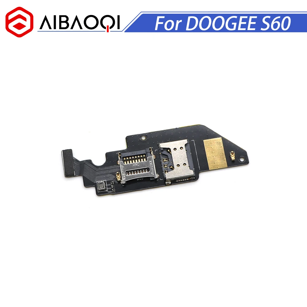 

AiBaoQi New Original Card Holder SIM Card Holder With Flex Cable Tray Card Slot Tray Reader For Doogee S60 5.2 inch Phone