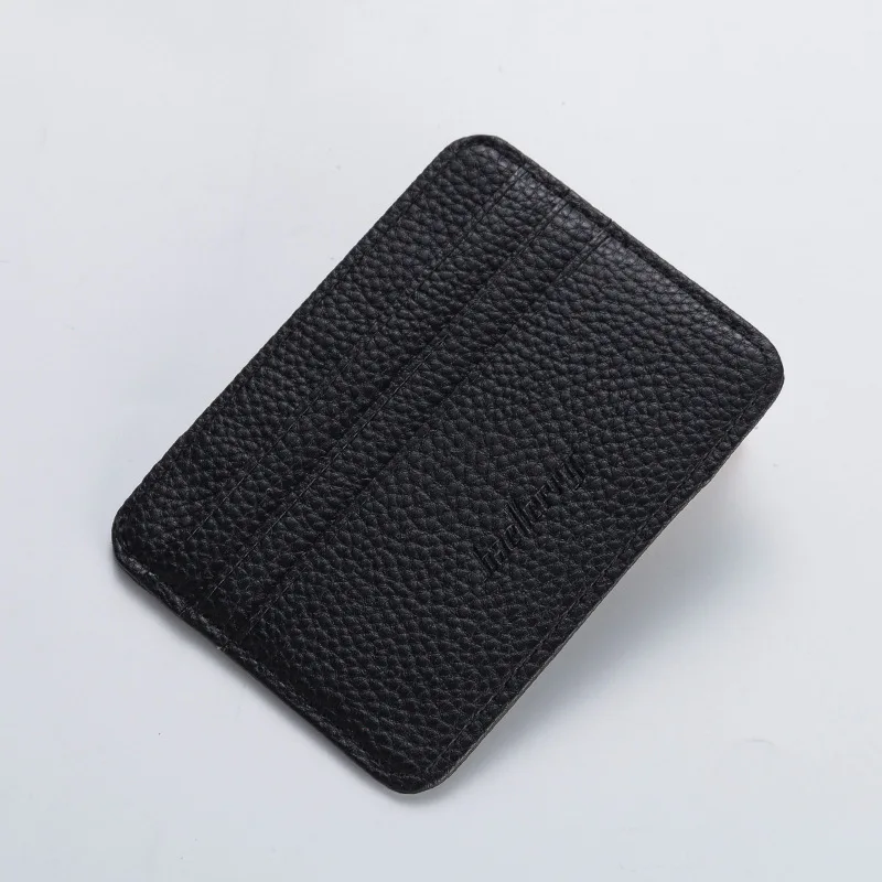 Baellerry, супер тонкий маленький кошелек для кредитных карт, мужской кожаный держатель для карт, мужской тонкий кошелек, брендовый дизайн, мужская сумка для карт - Цвет: Black