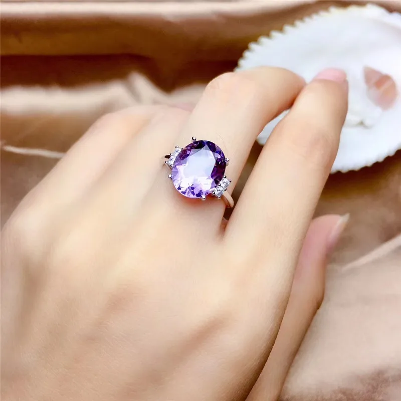 Sterling Silver 925 Caged Oval Purple Amethyst CZ Scalloped Halo Cocktail Ring 7 