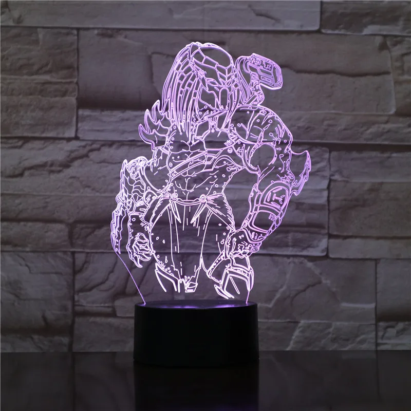  Predator 3D Lamp LED Changing Night lights Visual Illusion 7 Colors Changing LED Alien vs Wolf Pred