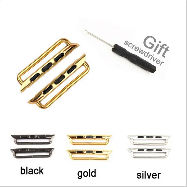 

20PCS/lot Genuine Seamless Metal Connector Clasp Watch band adapter Buckle For Apple Watch 38mm/42mm adapter with Screwdriver
