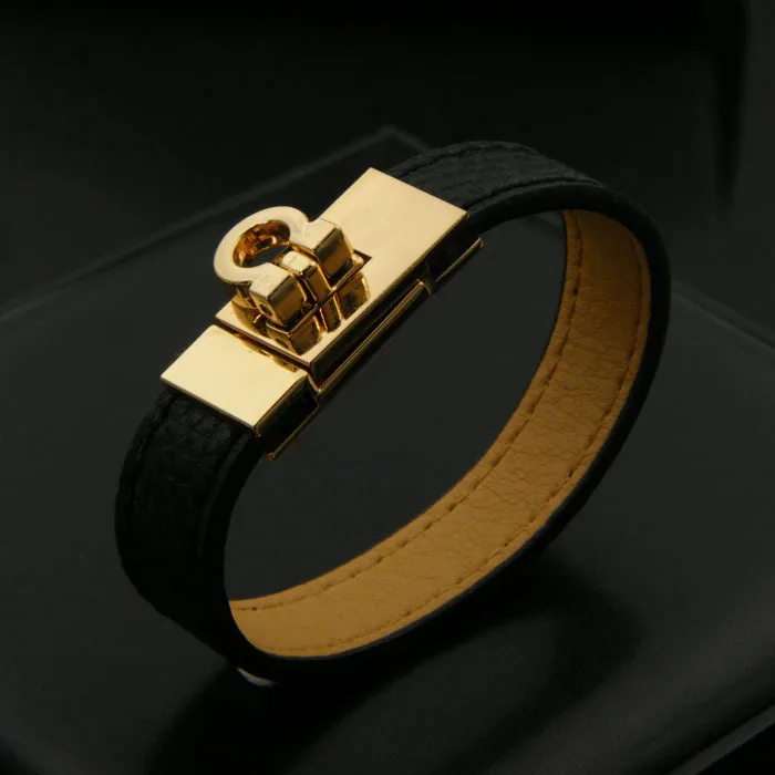 

2018 New Luxury stainless steel clasp spike charms PU leather Men Women bracelet party wedding jewelry gift