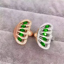 Большой Павлин серебряное кольцо с натуральным зеленым хромом кольцо из диопсида в 925 пробы драгоценности из серебра и камней в подарочной упаковке