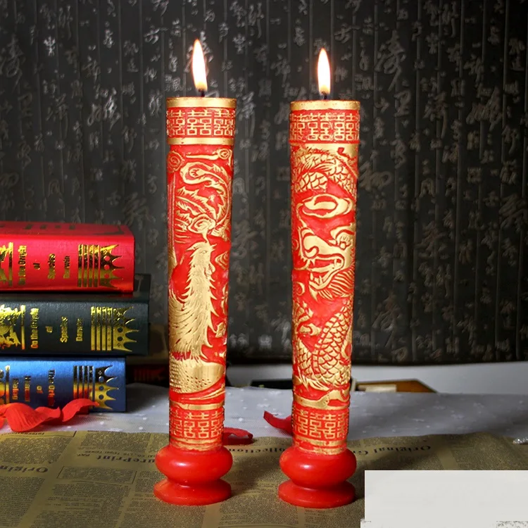 

Chinese Style Scented Birthday Weddings Candles Love Dragon Phoenix Candles Flameless Candles For Wedding Centerpieces
