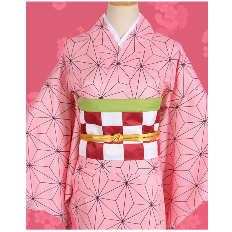 Аниме Demon Slayer Kimetsu no Yaiba костюмы для косплея Kamado Nezuko кимоно полный комплект