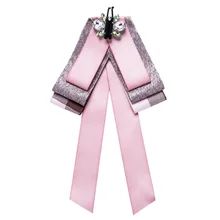 Европейский Прохладный Милая рубашка Кристалл Би бабочкой Для женщин лента атласная Ткань длинный лук Галстуки галстук воротник Женская Праздничная обувь duftgold