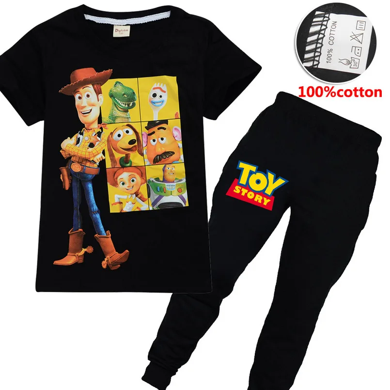 

Toy Story Baby Boys Clothes T Shirt Summer Top Cartoon T Shirts Clothing Kids Girls Blouse Tops Tees t shirt + pants 2pcs